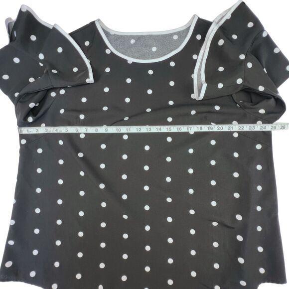 SHEIN Blouse 2XL Polka Dots 3/4 Sleeve Ruffle Cuff Whimsical Chic Retro Top - Picture 3 of 10